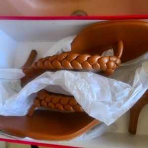 Vince Camuto leather braided 3 inch heel